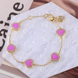 Kate Spade Pink Take Heart Line Bracelet NWT